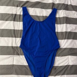 Blue One Piece Swimsuit with High Cut Leg